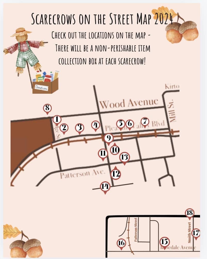 Scarecrows on the Street 2024 map of downtown Armstrong